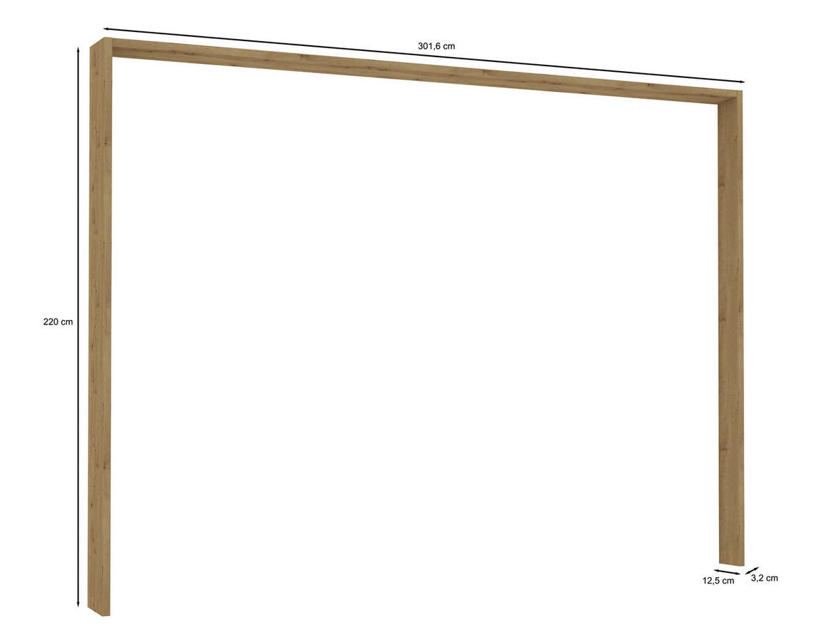 PASSEPARTOUTRAHMEN 306/220/12 cm Eiche Bianco  - Eiche Bianco, KONVENTIONELL, Holzwerkstoff (306/220/12cm) - Venda