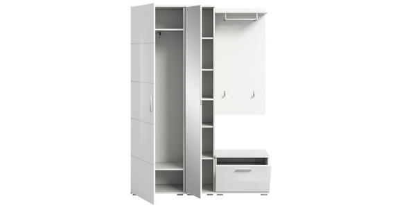 GARDEROBE 4-teilig  in 140/191/37 cm  - Weiß Hochglanz/Weiß, Design, Glas/Holzwerkstoff (140/191/37cm) - Xora