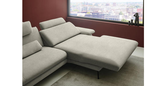 ECKSOFA  in Chenille, Flachgewebe Greige  284/180 cm  - Greige/Schwarz, Design, Textil/Metall (284/180cm) - Dieter Knoll