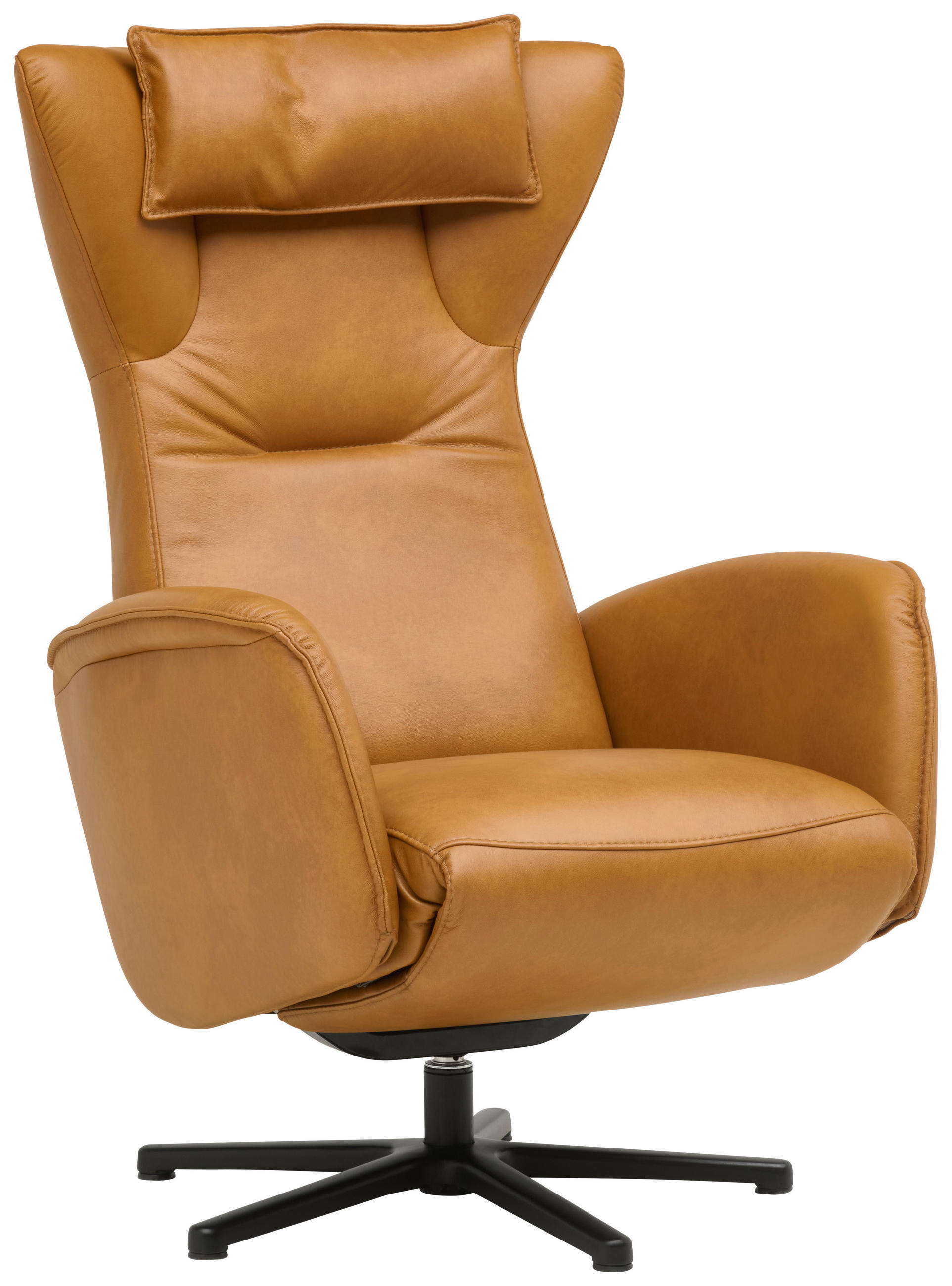 RELAXSESSEL Leder Senfgelb  - Senfgelb/Schwarz, Design, Leder/Metall (75/106/86cm) - Valdera