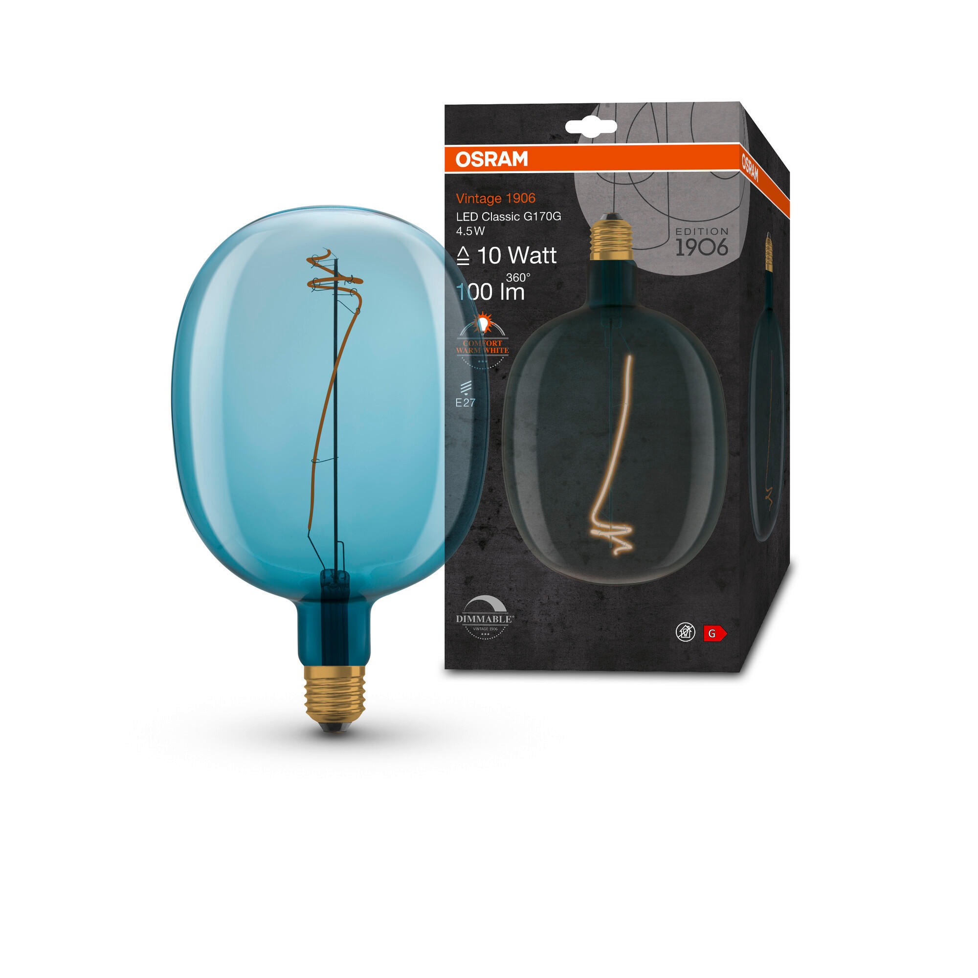 LED-LEUCHTMITTEL   E27 4,5 W  - Blau, Basics, Glas (17/27cm) - Ledvance