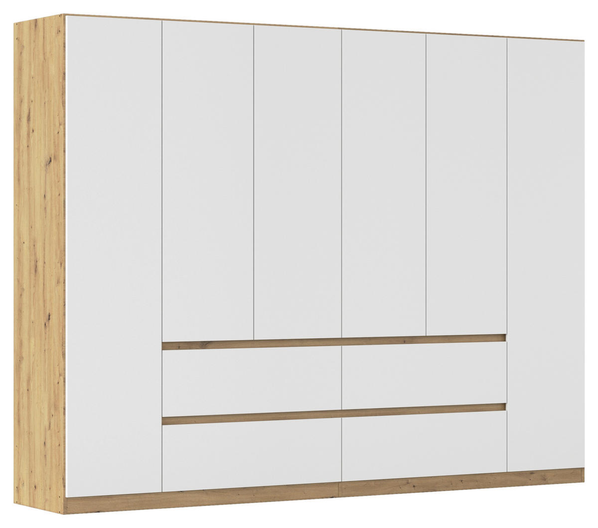 DREHTÜRENSCHRANK 271/210/54 cm 6-türig Weiß, Eiche Artisan  - Weiß/Eiche Artisan, Basics, Holzwerkstoff (271/210/54cm) - Rauch Möbel