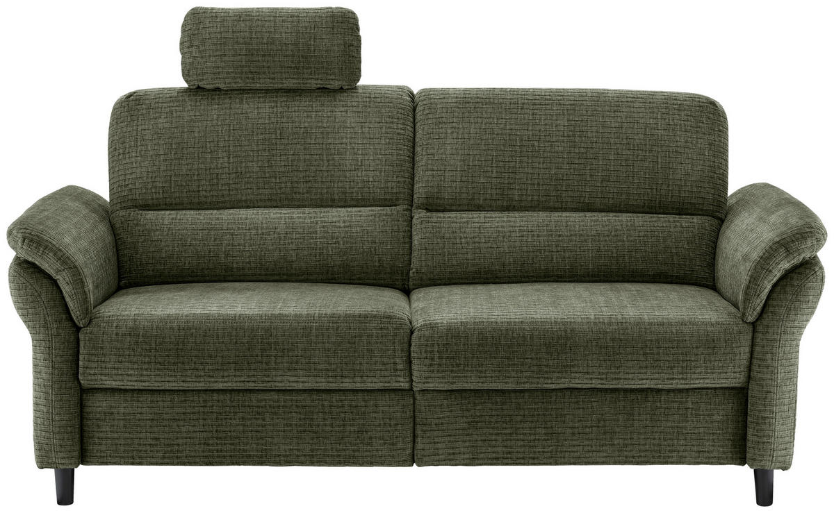 3-SITZER-SOFA Mikrofaser Olivgrün  - Schwarz/Olivgrün, MODERN, Holz/Textil (192/90/89cm) - Livetastic