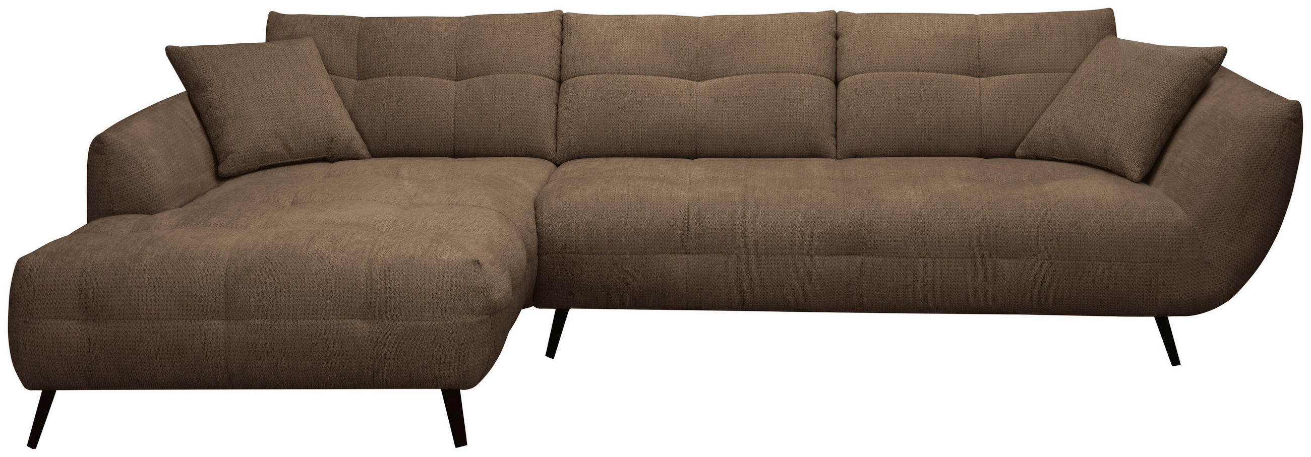 ECKSOFA Terracotta Chenille Armlehnenkissen, Rücken echt, Sitztiefenverstellung  - Terracotta/Schwarz, KONVENTIONELL, Textil/Metall (215/320cm) - Hom`in