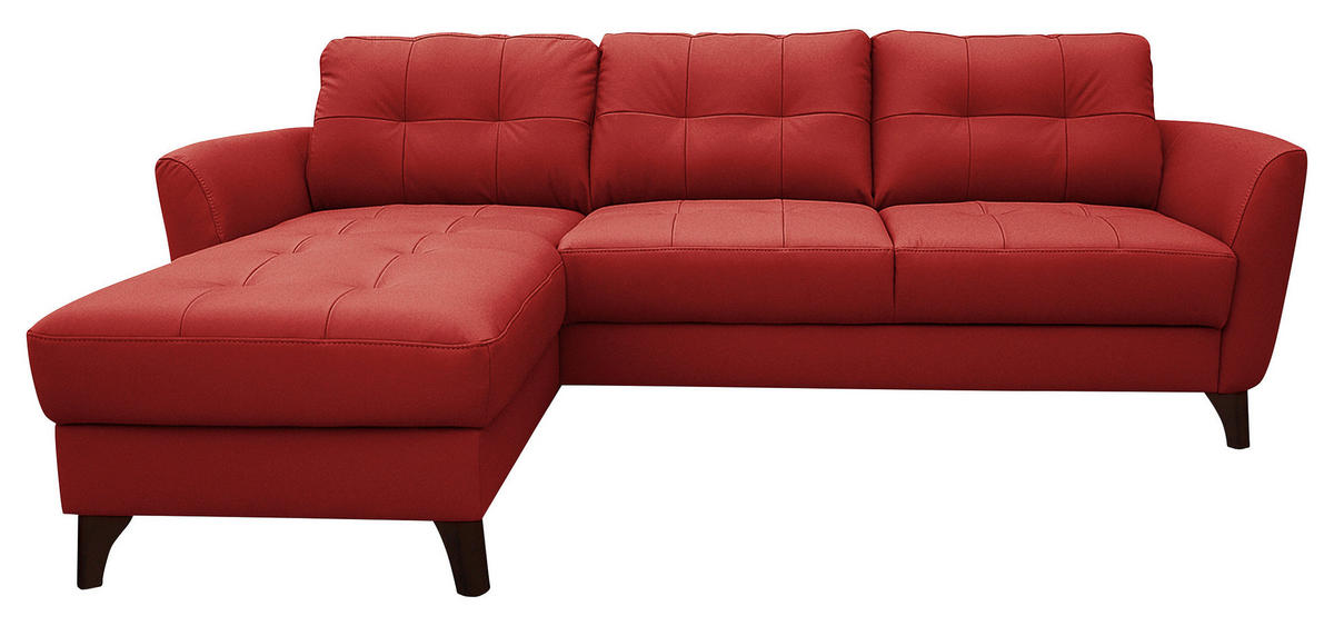 ECKSOFA in Lederlook Echtleder Rot  - Buchefarben/Rot, Design, Leder/Holz (238/168cm) - Livetastic