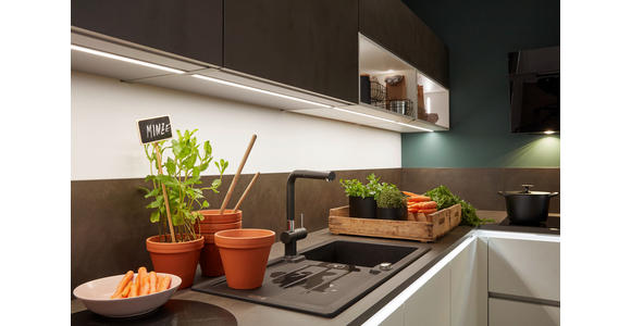 EINBAUKÜCHE - Weiß/Grau, Design, Holzwerkstoff/Stein - Dieter Knoll