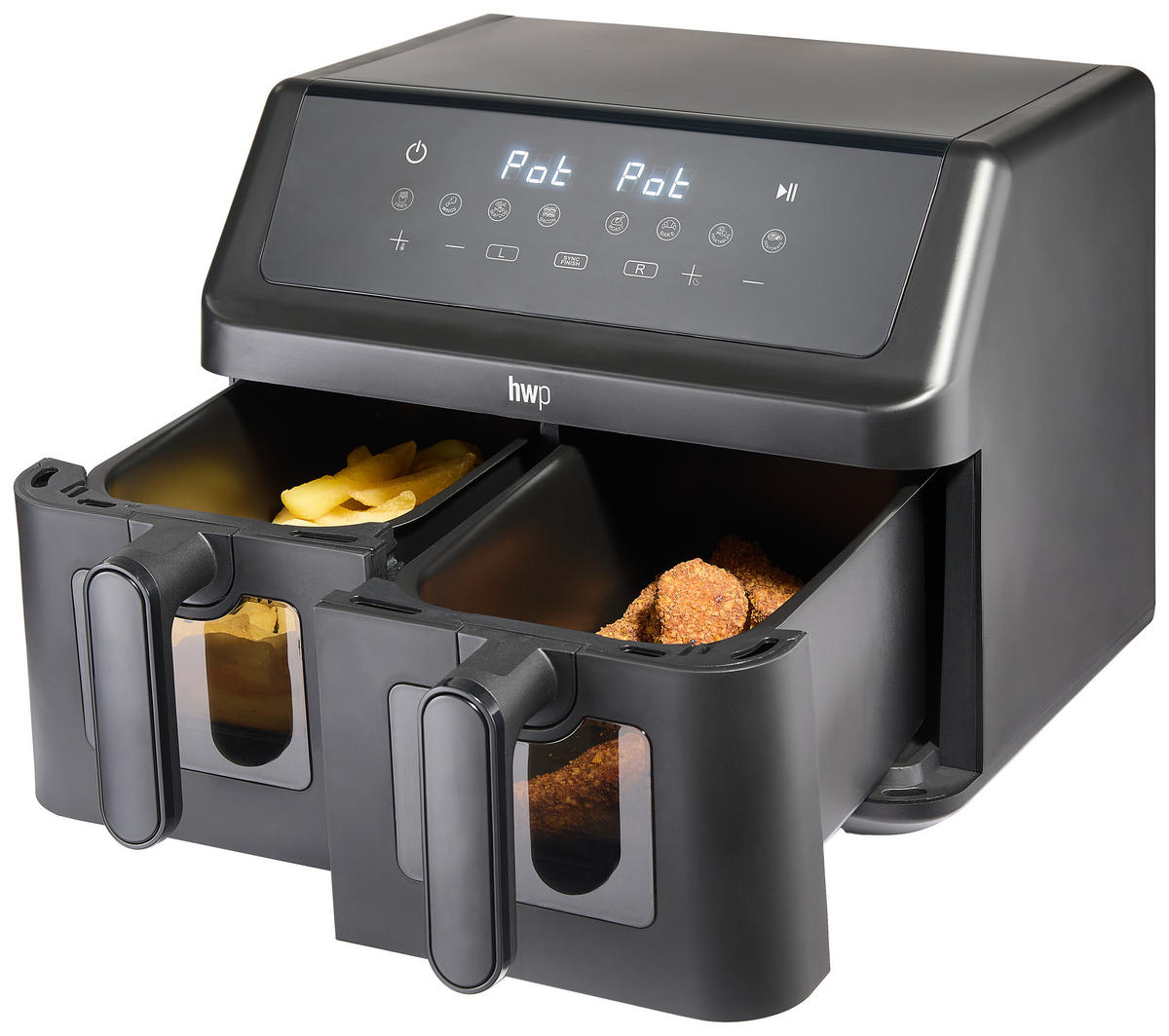 HEIßLUFTFRITTEUSE 4.5+4.5 l  - Schwarz, Basics, Kunststoff/Metall (39/38,5/30,5cm) - Homeware Profession.