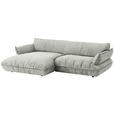ECKSOFA  in Flachgewebe Silberfarben  185/264 cm  - Silberfarben/Schwarz, Design, Kunststoff/Textil (185/264cm) - Belluti