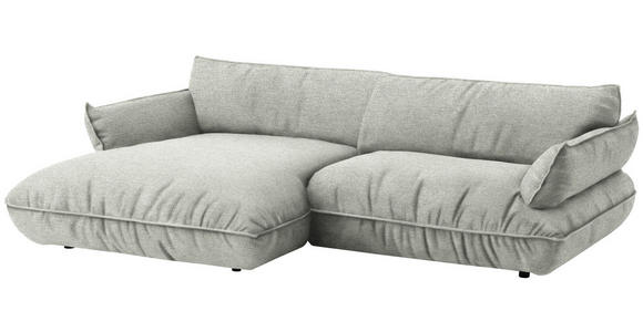 ECKSOFA  in Flachgewebe Silberfarben  185/264 cm  - Silberfarben/Schwarz, Design, Kunststoff/Textil (185/264cm) - Belluti