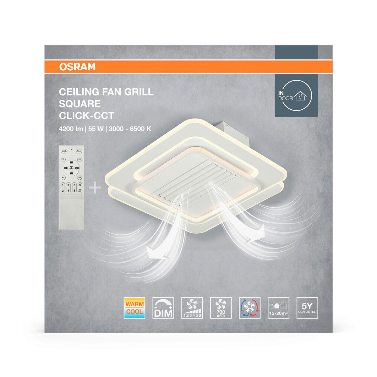 LED-DECKENLEUCHTE 55,3/55,3/15,7 cm   - Weiß, Design, Kunststoff/Metall (55,3/55,3/15,7cm) - Osram