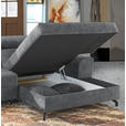 ECKSOFA in Velours Grau  - Schwarz/Grau, Design, Textil/Metall (267/181cm) - Carryhome