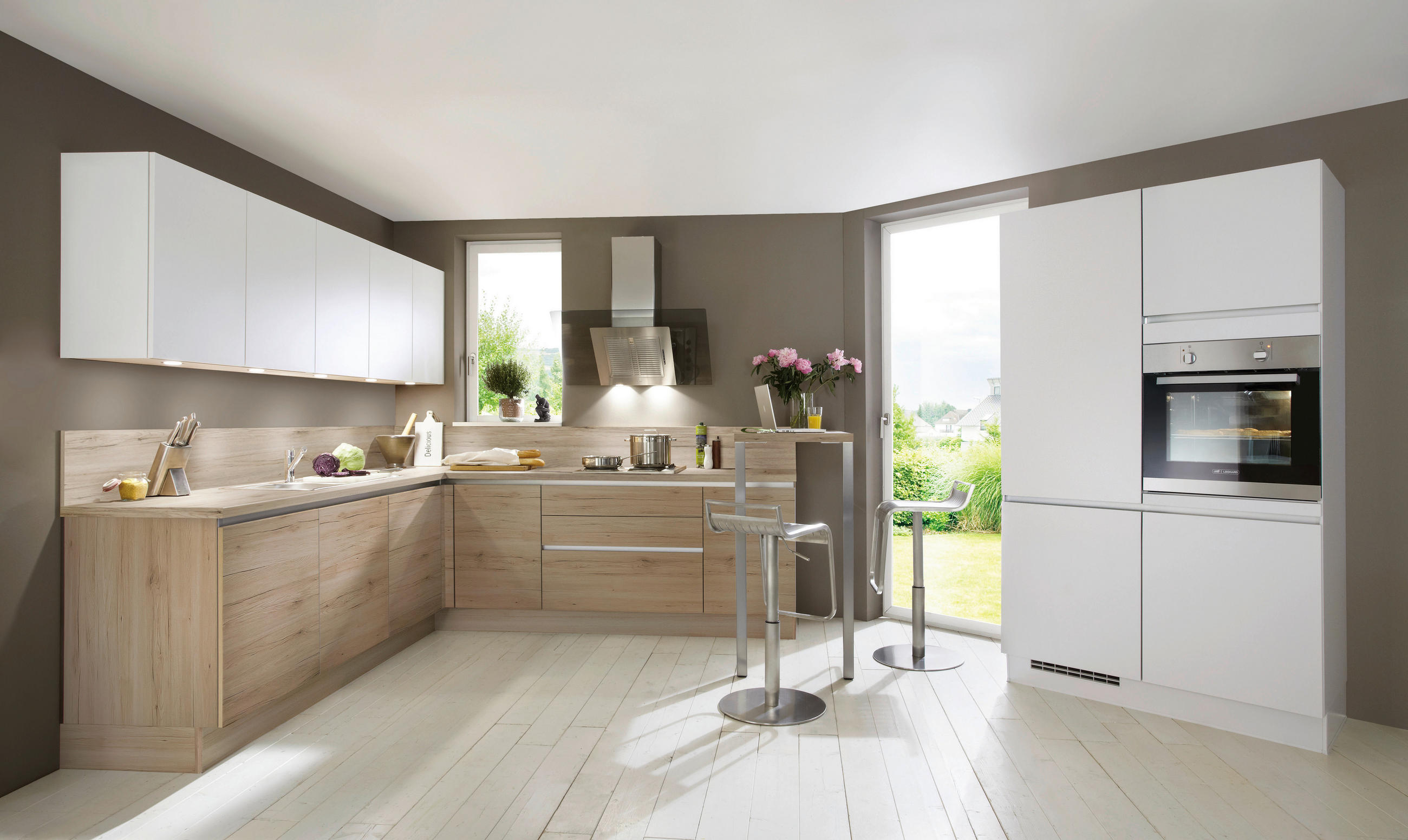 EINBAUKÜCHE 371  - Eichefarben, Design, Holzwerkstoff - Celina