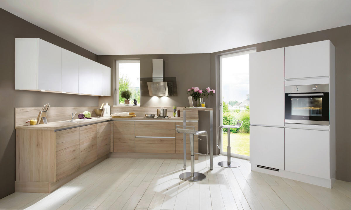 EINBAUKÜCHE   - Eichefarben, Design, Holzwerkstoff - Celina