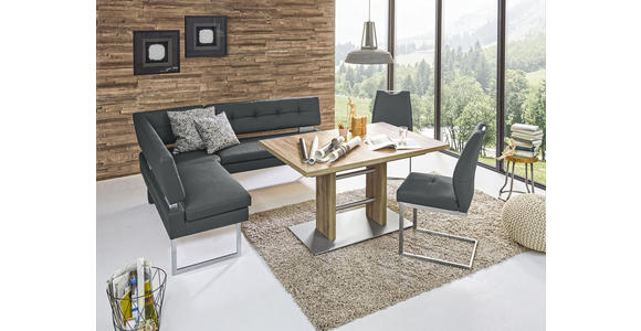 ECKBANK 200/158 cm  in Grau, Edelstahlfarben  - Edelstahlfarben/Grau, Design, Textil/Metall (200/158cm) - Dieter Knoll