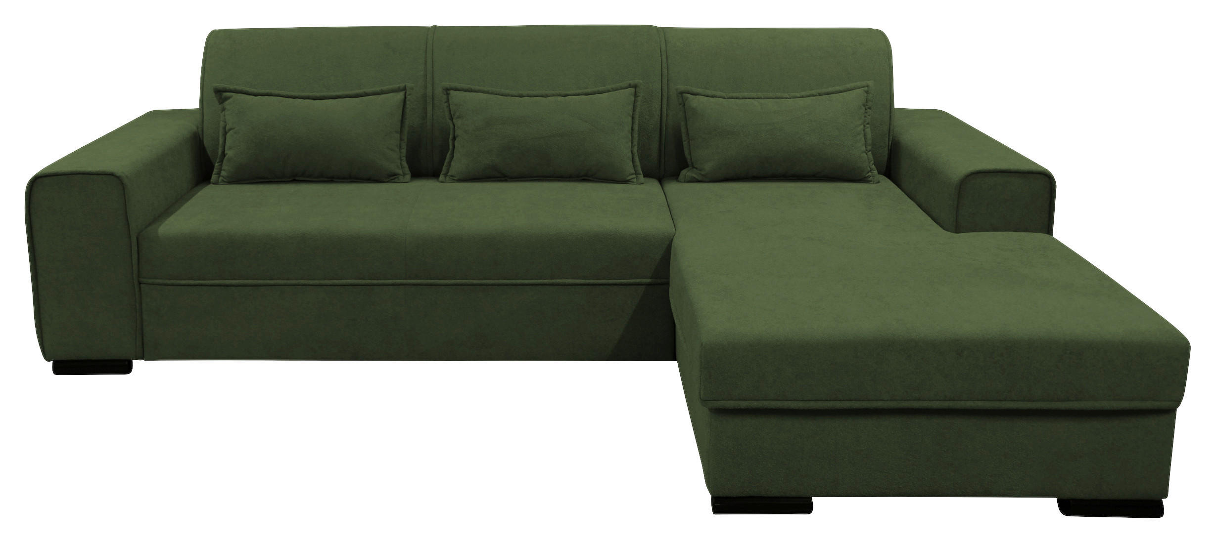ECKSOFA in Struktur, Bouclé Grün  - Schwarz/Grün, Design, Kunststoff/Textil (270/175cm) - MID.YOU