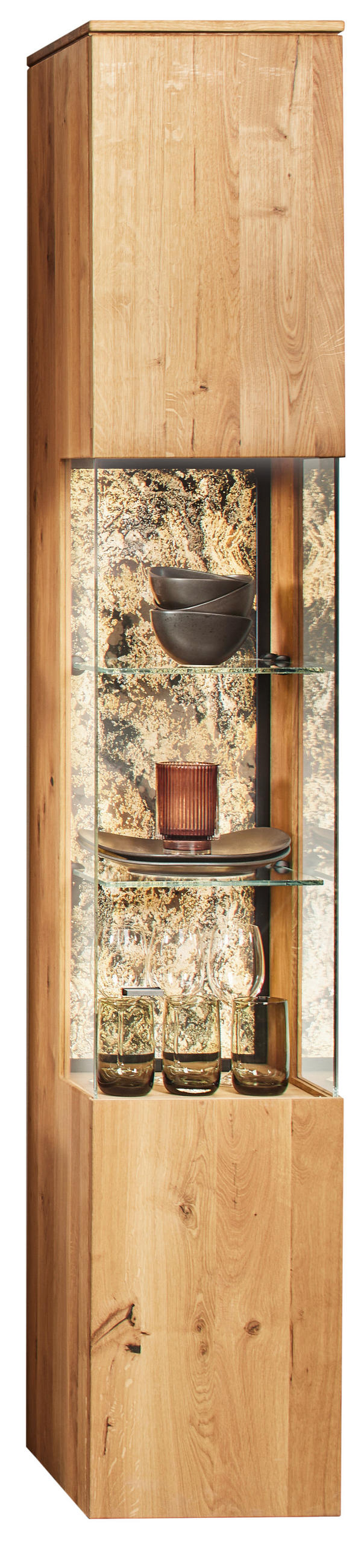 VITRINE Eichefarben  35/205,7/39,5 cm  - Eichefarben/Schwarz, Natur, Glas/Holz (35/205,7/39,5cm) - Valnatura