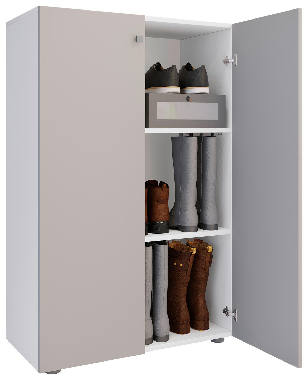 SCHUHSCHRANK Lona  in 70/110/39 cm  - Silberfarben/Schwarz, Design, Holzwerkstoff/Kunststoff (70/110/39cm) - MID.YOU