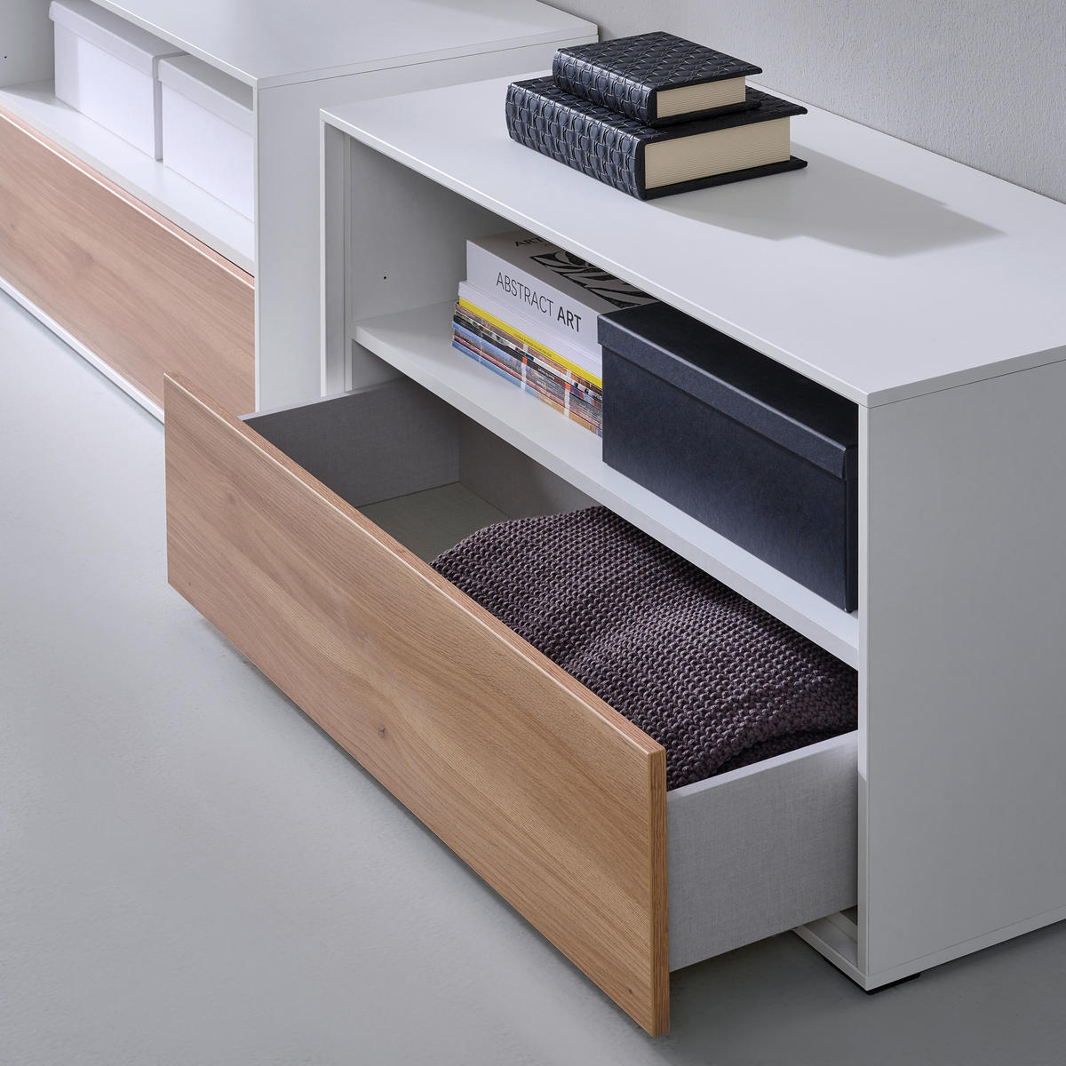 TV-ELEMENT 90,9/52/40 cm Weiß  90,9/52/40 cm  - Weiß, Design, Holzwerkstoff (90,9/52/40cm) - home24