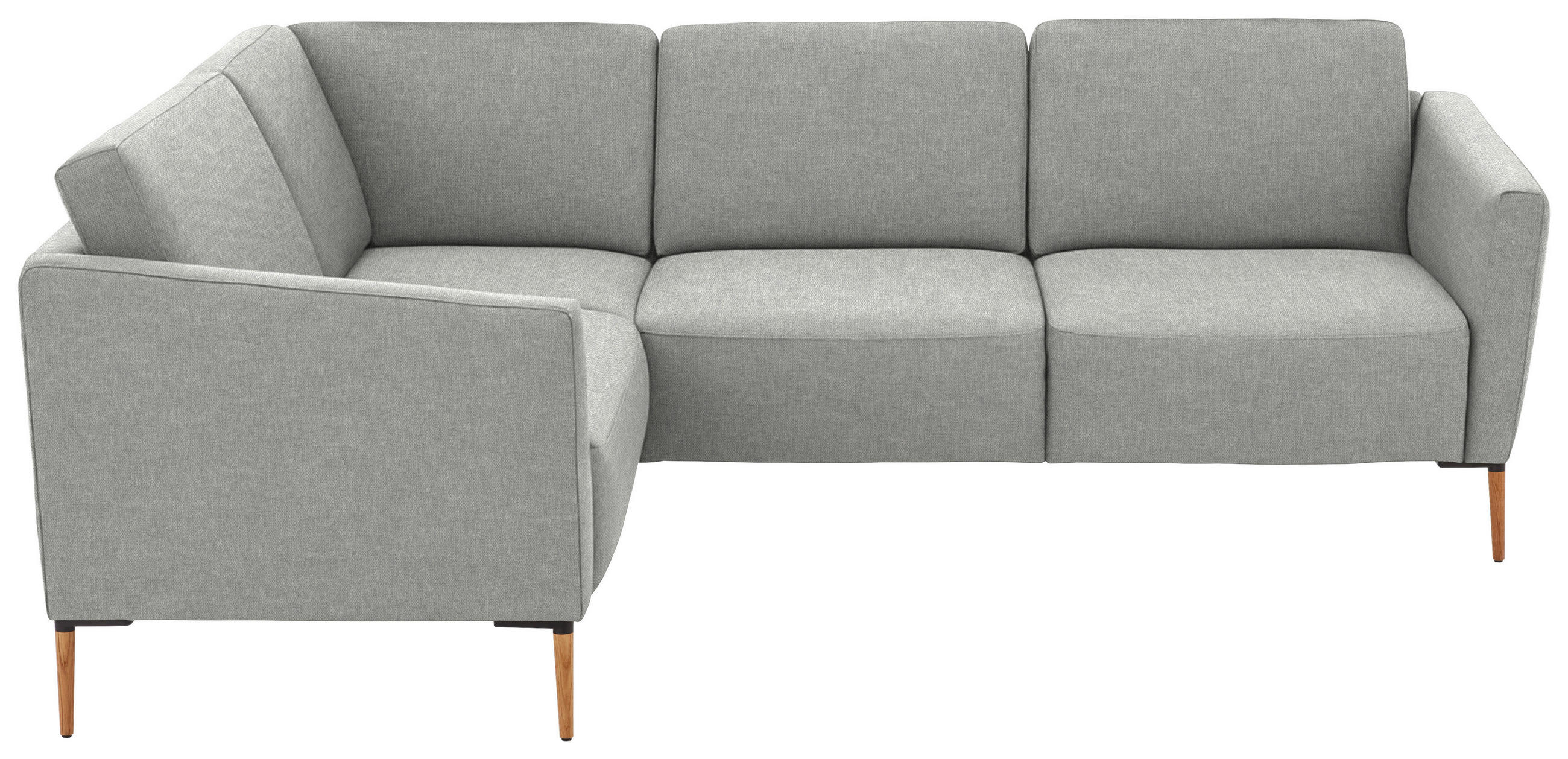 ECKSOFA  in Flachgewebe Grauweiß  189/236 cm  - Eichefarben/Grauweiß, Design, Holz/Textil (189/236cm) - Valnatura