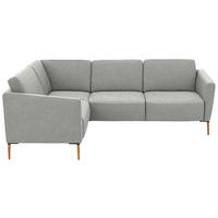 ECKSOFA  in Flachgewebe Grauweiß  189/236 cm  - Eichefarben/Grauweiß, Design, Holz/Textil (189/236cm) - Valnatura