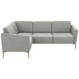 ECKSOFA  in Flachgewebe Grauweiß  189/236 cm  - Eichefarben/Grauweiß, Design, Holz/Textil (189/236cm) - Valnatura