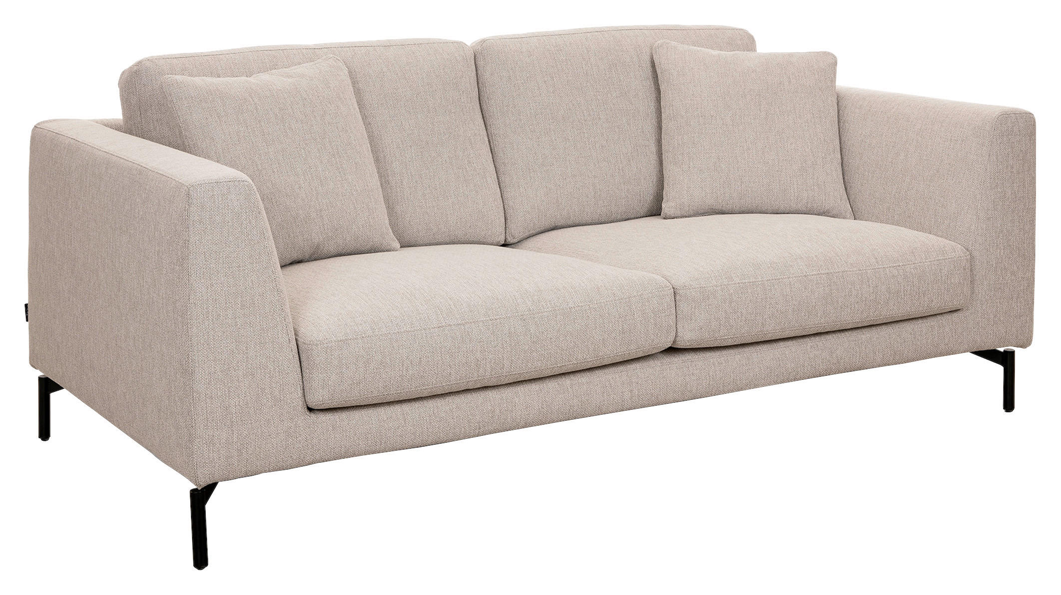 2,5-SITS SOFFA i svart, beige  - beige/svart, Basics, metall/trä (190/84/100cm) - Pure Home Comfort