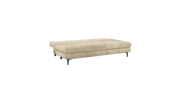 SCHLAFSOFA Chenille Beige Rückenkissen, Armlehnenkissen, Bettkasten, Schlaffunktion, Rücken echt  - Beige/Schwarz, KONVENTIONELL, Textil/Metall (203/94/96cm) - Carryhome