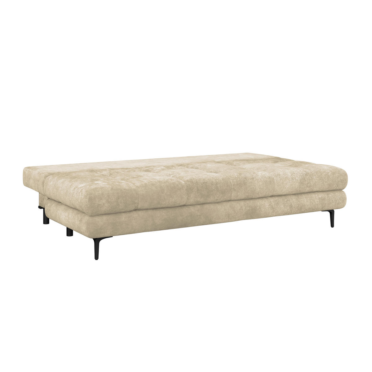 SCHLAFSOFA  mit Liegefunktion, Schlafen auf Sitzhöhe, Rücken echt Chenille Beige  - Beige/Schwarz, KONVENTIONELL, Textil/Metall (203/94/96cm) - Carryhome