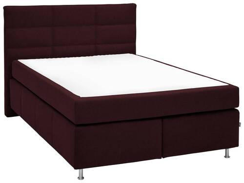 BOXSPRINGBETT 140/200 cm  in Bordeaux  - Bordeaux/Alufarben, Konventionell, Textil/Metall (140/200cm) - Dieter Knoll