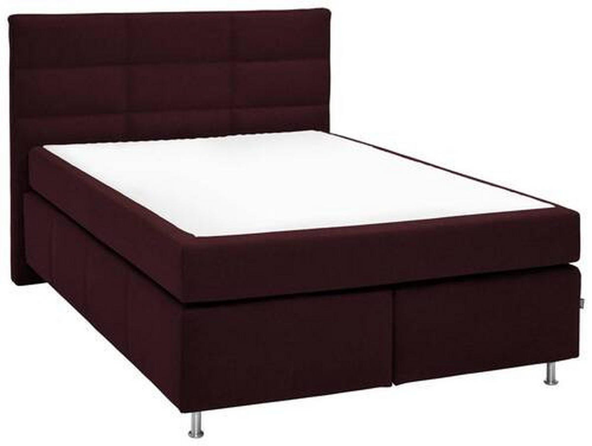 BOXSPRINGBETT 140/200 cm  in Bordeaux  - Bordeaux/Alufarben, Konventionell, Textil/Metall (140/200cm) - Dieter Knoll
