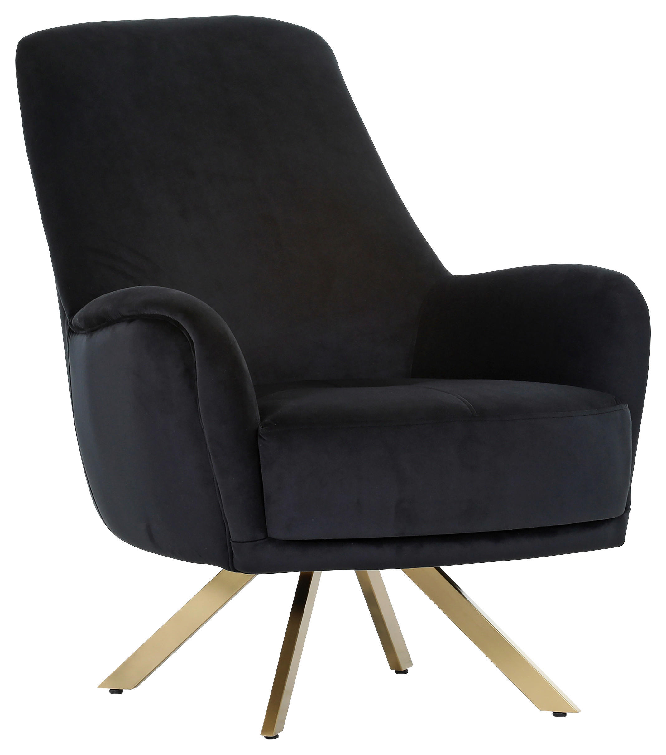 SESSEL in Samt Schwarz  - Goldfarben/Schwarz, Trend, Textil/Metall (80/97/93cm) - Carryhome