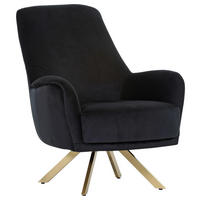 SESSEL in Samt Schwarz  - Goldfarben/Schwarz, Trend, Textil/Metall (80/97/93cm) - Carryhome