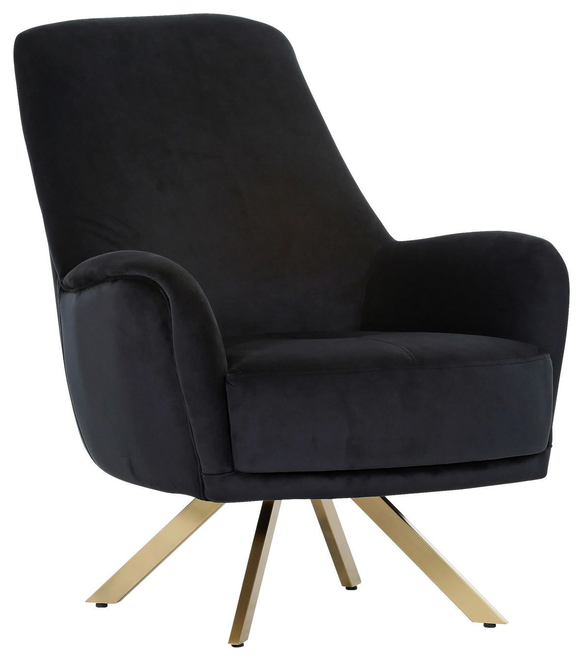 SESSEL in Samt Schwarz  - Goldfarben/Schwarz, Trend, Textil/Metall (80/97/93cm) - Carryhome