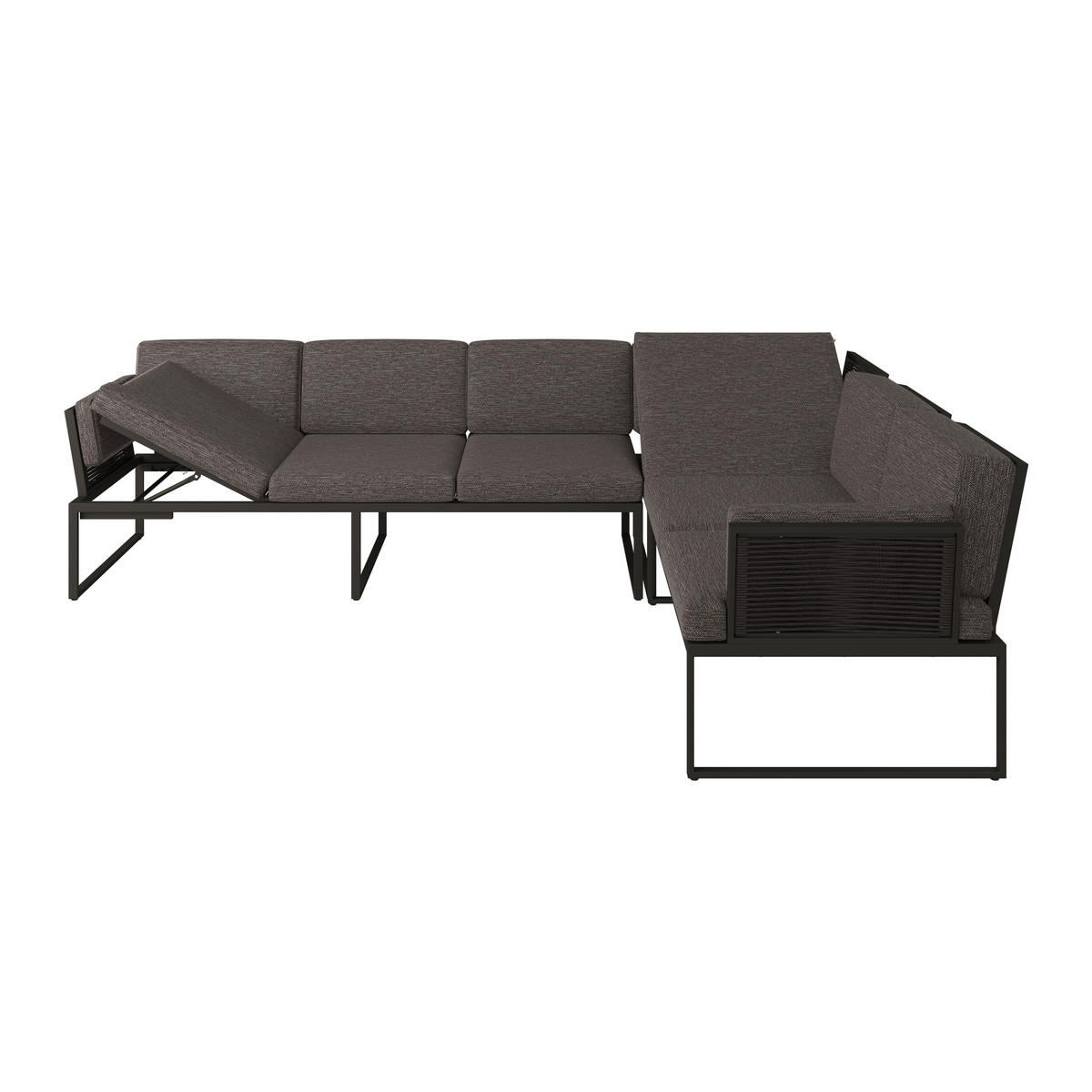LOUNGE GARNITÚRA 3 részes  280/217 cm   - fekete/sötétszürke, Design, textil/fém (280/217cm) - Amatio