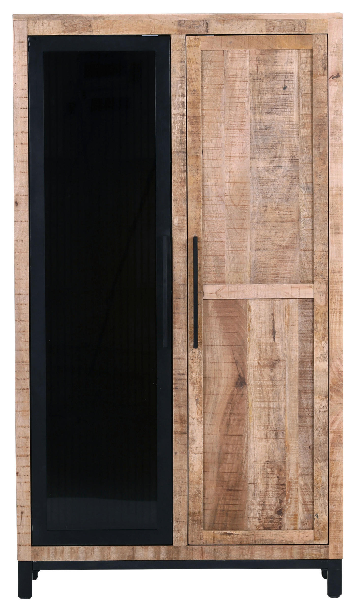 VITRINE in massiv Mangoholz Naturfarben  - Schwarz/Naturfarben, LIFESTYLE, Glas/Holz (90/160/43cm) - Landscape