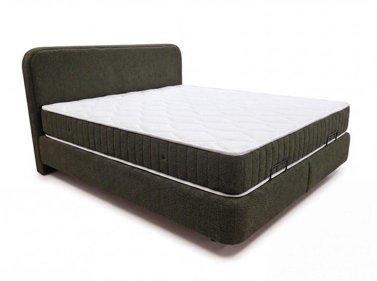 Pat Tapițat, 180/200 cm, verde - verde, Basics, lemn/metal (180/200cm) - Voleo