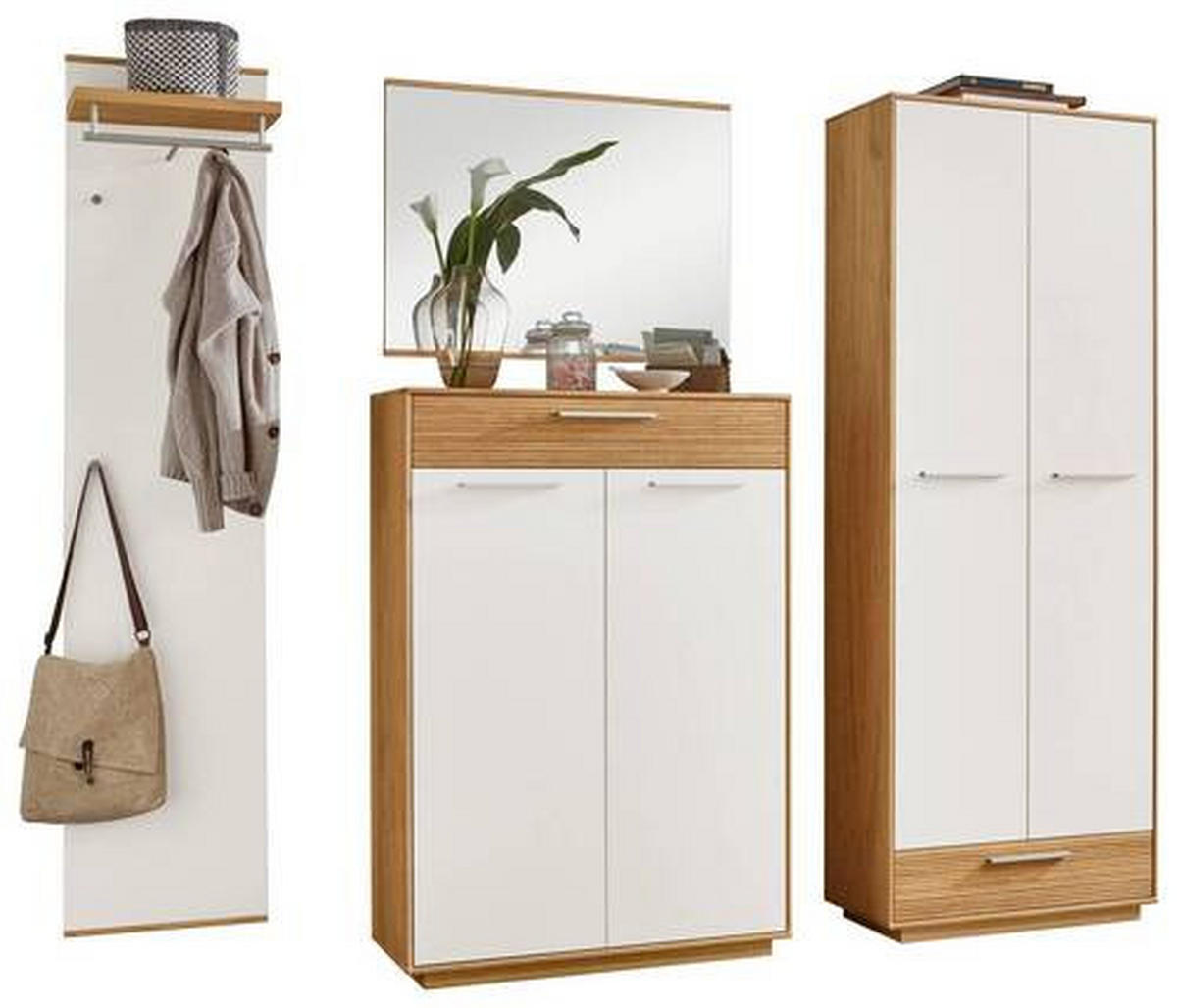 GARDEROBE 4-teilig  in 220/195/37 cm  - Eichefarben/Weiß, Design, Holz/Holzwerkstoff (220/195/37cm) - Novel