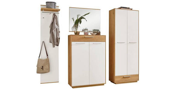 GARDEROBE 4-teilig  in 220/195/37 cm  - Eichefarben/Weiß, Design, Holz/Holzwerkstoff (220/195/37cm) - Novel