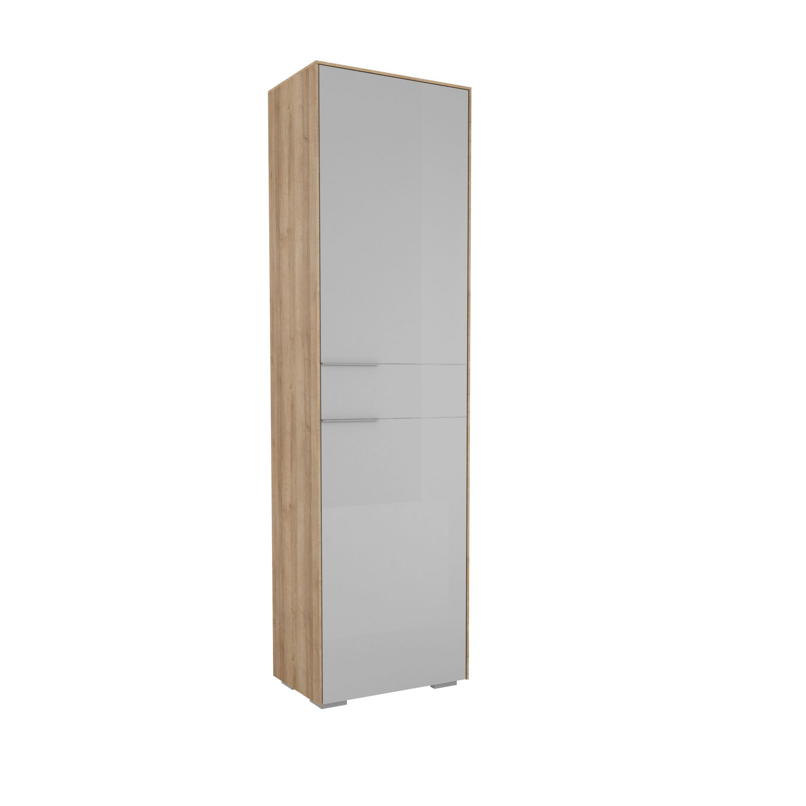 GARDEROBENSCHRANK Eichefarben, Hellgrau - Chromfarben/Eichefarben, Design, Glas/Holzwerkstoff (55,8/199,1/37,3cm) - Voleo