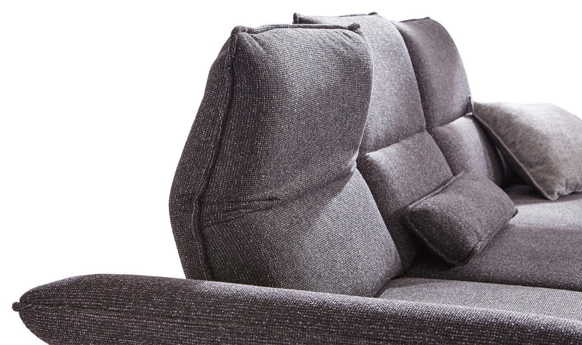 ECKSOFA Webstoff Anthrazit  - Chromfarben/Anthrazit, Design, Textil/Metall (291/164cm) - Chilliano