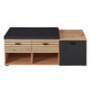 GARDEROBENBANK  in 126/47,2/37,4 cm  - Schwarz/Eiche Artisan, Design, Kunststoff/Textil (126/47,2/37,4cm) - Voleo