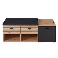 GARDEROBENBANK 126/47,2/37,4 cm  - Schwarz/Eiche Artisan, Design, Holzwerkstoff/Kunststoff (126/47,2/37,4cm) - Voleo