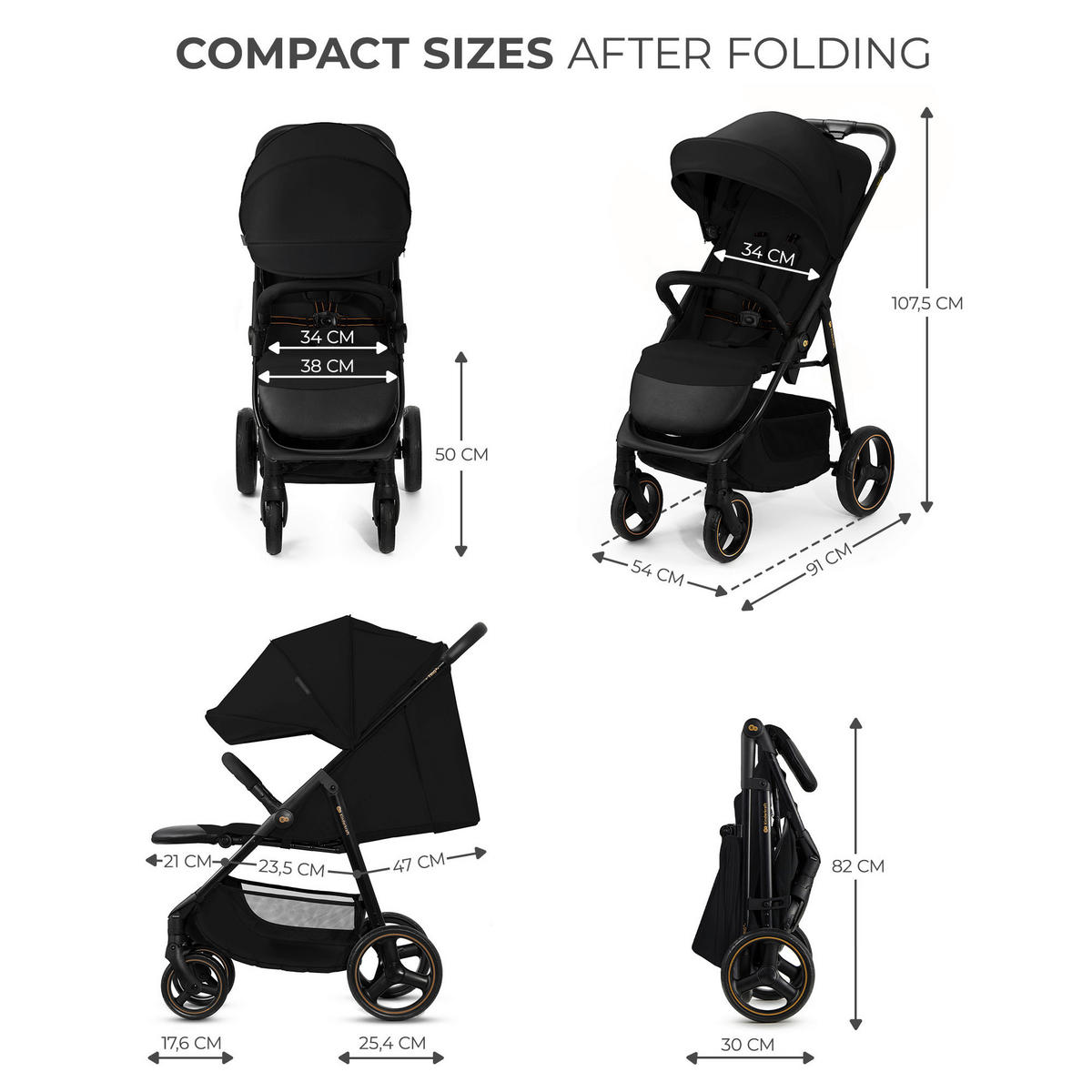 BUGGY Trig 3  - Schwarz, Basics (54/107.5/91cm) - Kinderkraft