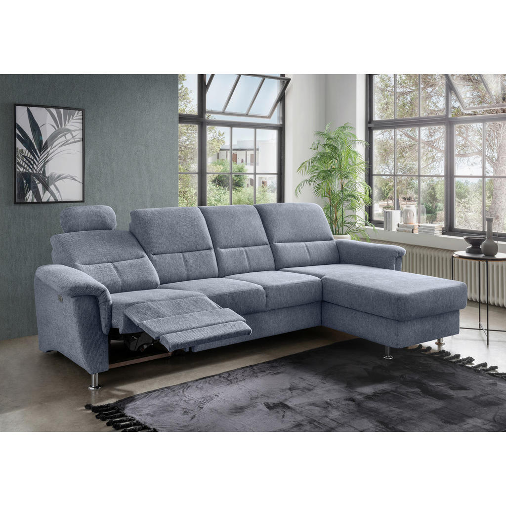 Thumbnail - Livetastic Ecksofa, Hellblau, Textil, Uni, 5-Sitzer, Ottomane rechts, L-Form, 292x165 cm, Made in EU, Relaxfunktion, sei...
