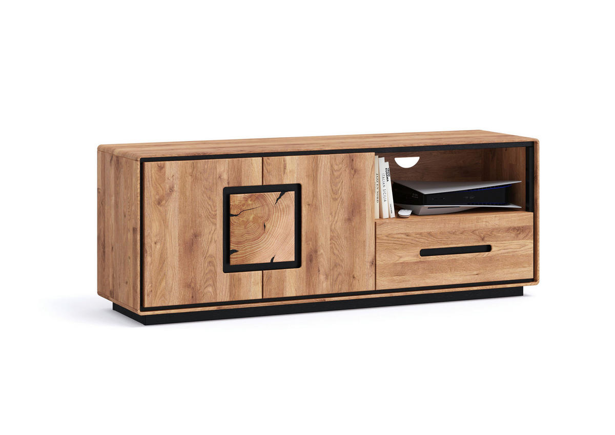 TV-ELEMENT - Wildeiche/Schwarz, Basics, Holz (146/54/40cm) - Livetastic