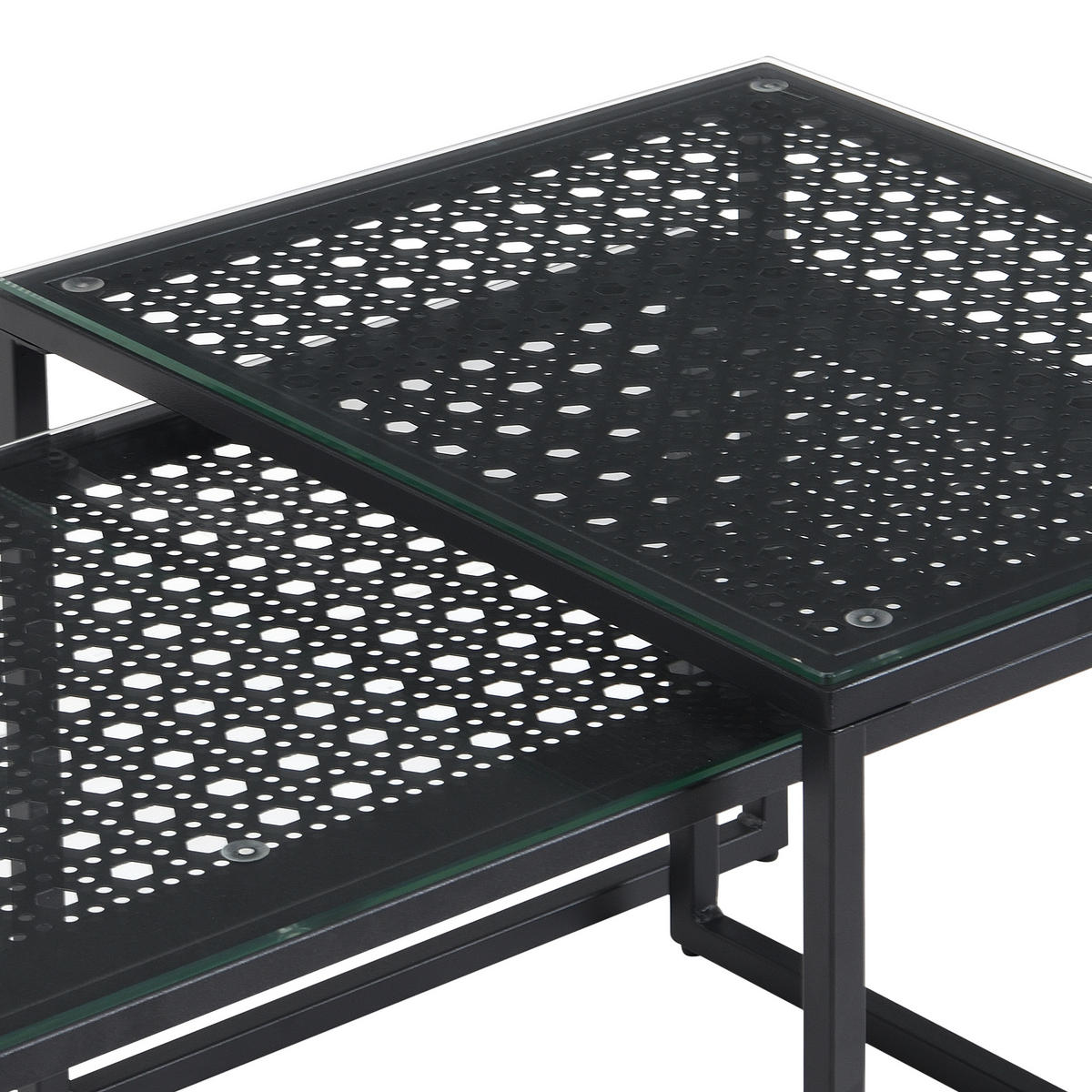 SATZTISCH rechteckig Schwarz  - Schwarz, Design, Glas/Metall (100/40/35cm) - MID.YOU