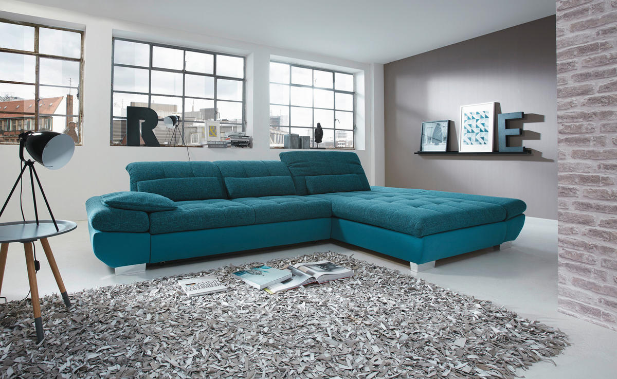 SJEDEĆA GARNITURA tekstil  tirkizna   - tirkizna/boje kroma, Design, tekstil/plastika (341/204cm) - Xora