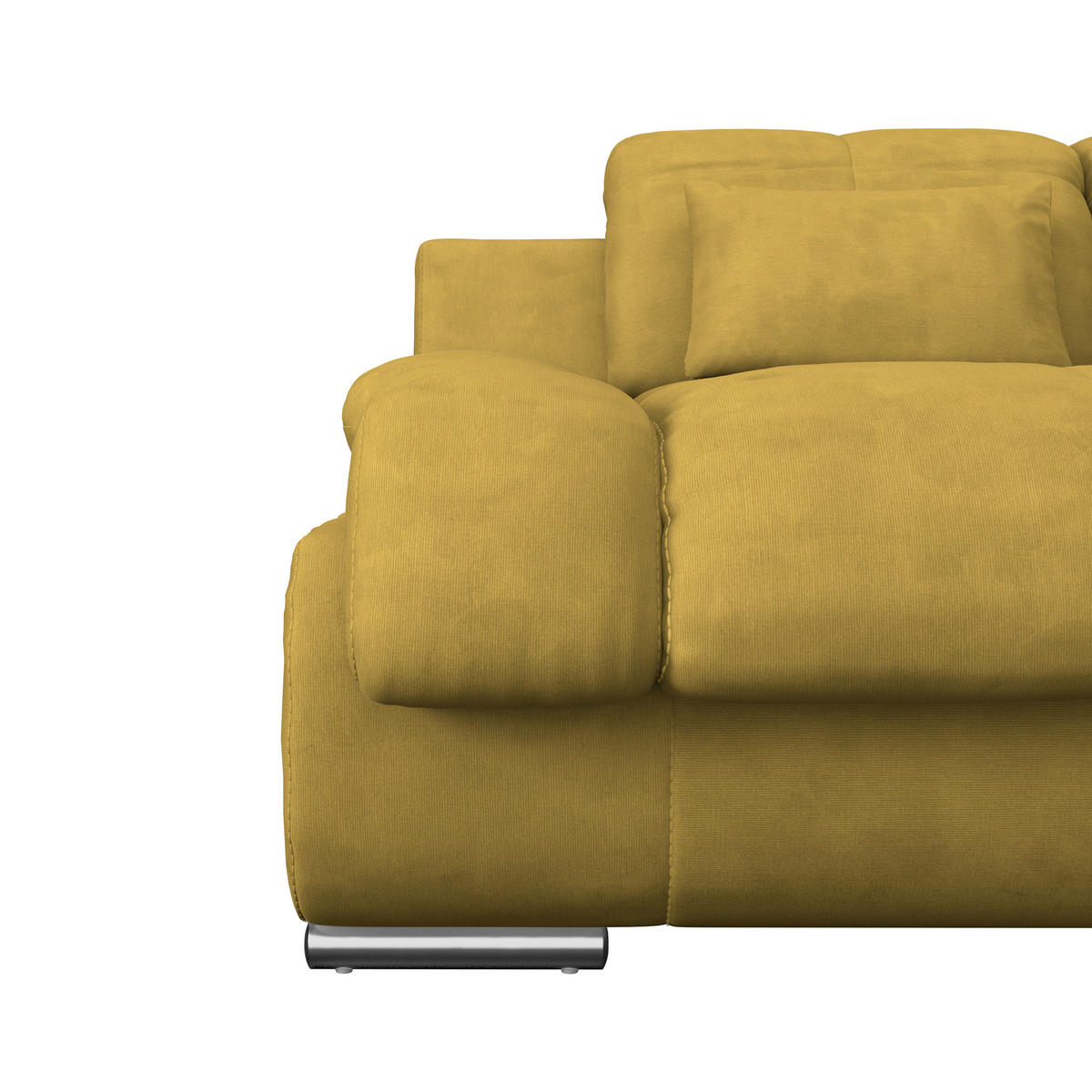 WOHNLANDSCHAFT Senfgelb Mikrofaser  - Chromfarben/Senfgelb, MODERN, Textil/Metall (184/345/228cm) - MID.YOU