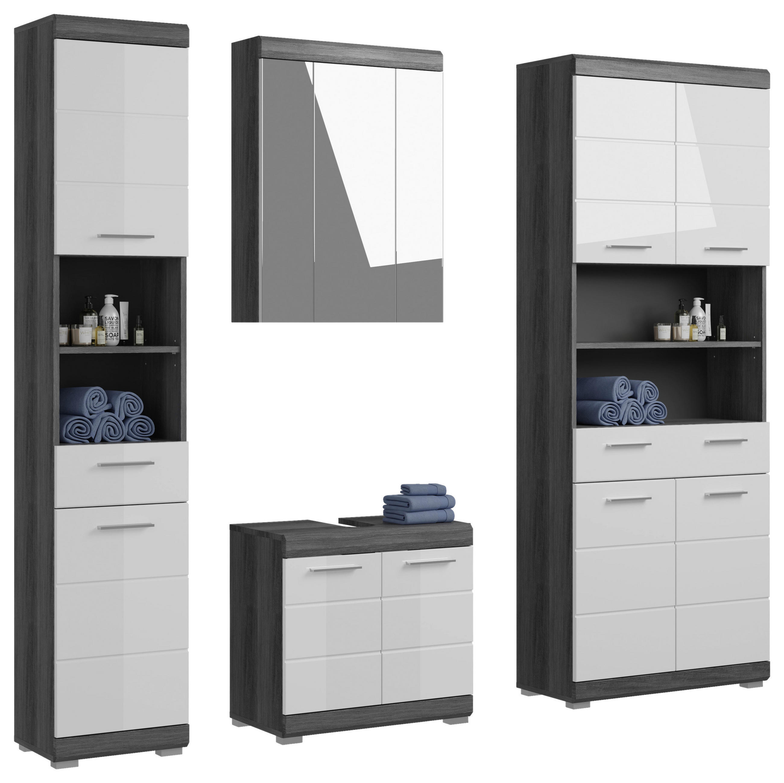 BADEZIMMER 4-teilig  in 171 cm  - Weiß Hochglanz, MODERN, Holzwerkstoff (171cm) - MID.YOU