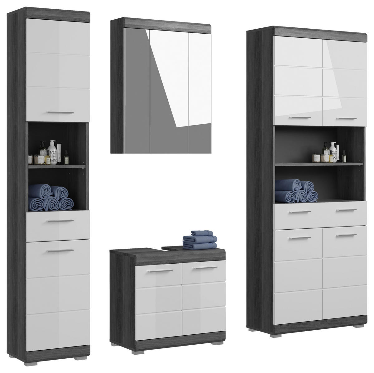 BADEZIMMER 4-teilig  in 171 cm  - Weiß Hochglanz, MODERN, Holzwerkstoff (171cm) - MID.YOU